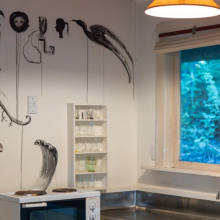 Bill Hammond's Wainui bach is going under the hammer, complete with art painted onto the walls...