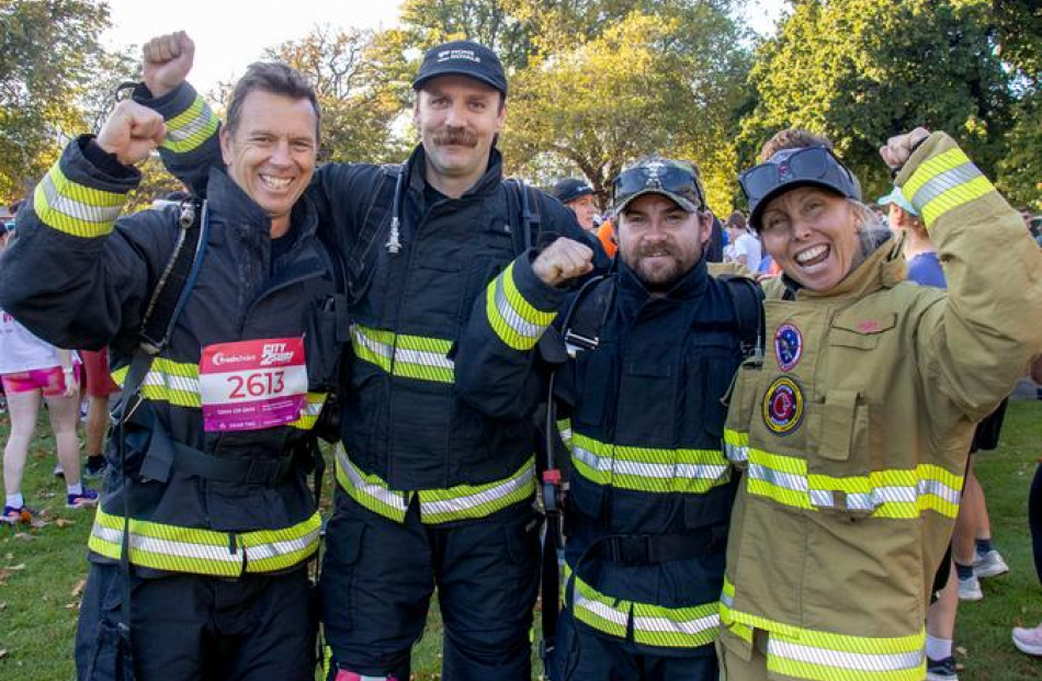 Firefighters Scott Cubitt, Ed Bowden, Nic Mulder and Fliss Matheson from the Christchurch Airport...