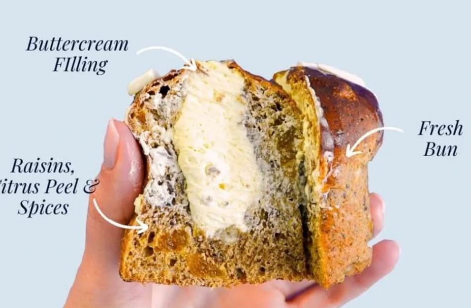 Luna Bakehouse's buttercream-filled hot cross bun. Photo: Luna Bakehouse