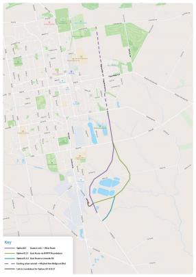 The proposed route for the Rangiora eastern link road project. Image: Waimakariri District Council