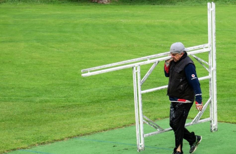 Roger Georgieff at work on the Heathcote Cricket Club ground. Photo: Supplied