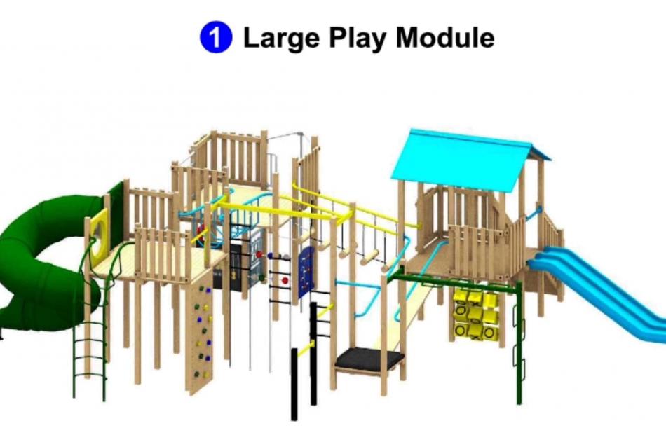 The plan is to replace the old wooden fort-playground with this modular kitset design. Image:...