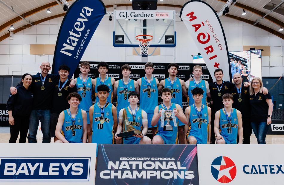 The Shirley Boys’ High Spartans claimed the national schools basketball title. PHOTO: BASKETBALL NZ