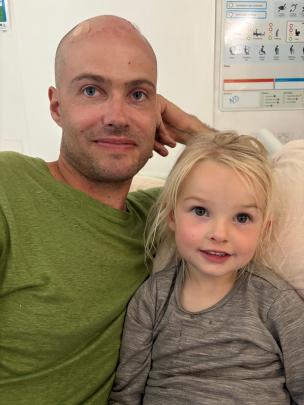 Henri Kerr and his daughter Noa in hospital. Photo: Supplied