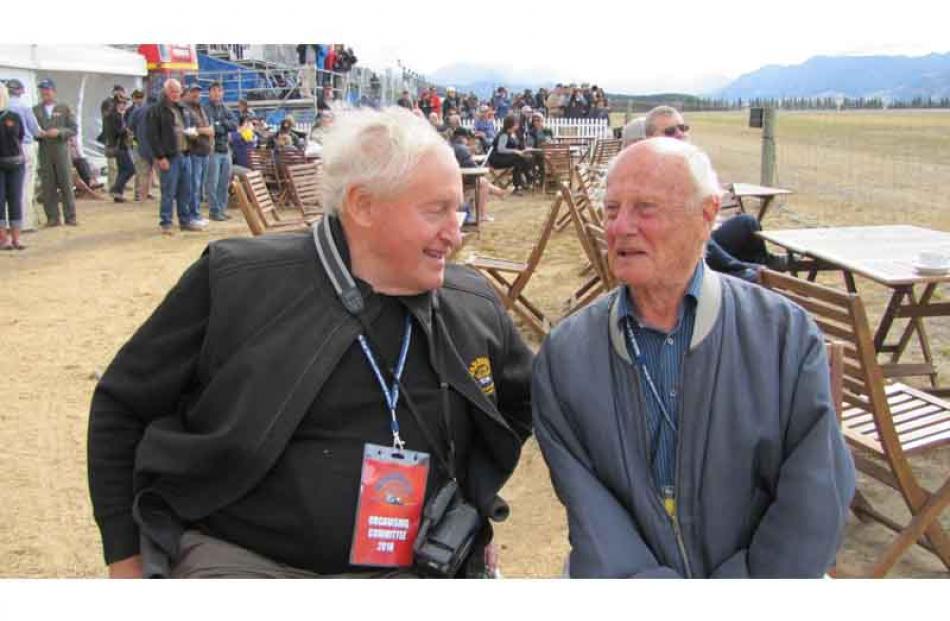 Airshow founder Sir Tim Wallis (left) of Wanaka and British RAF test pilot David Lockspeiser....