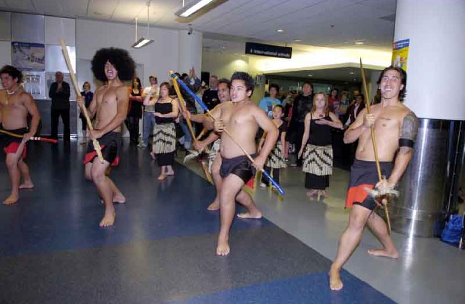 Te Ara Hou cultral group performs a haka