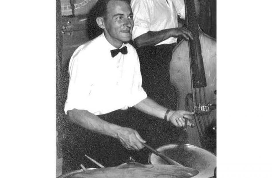 Rupert Winter plays drums in the castle ballroom. Photo supplied.