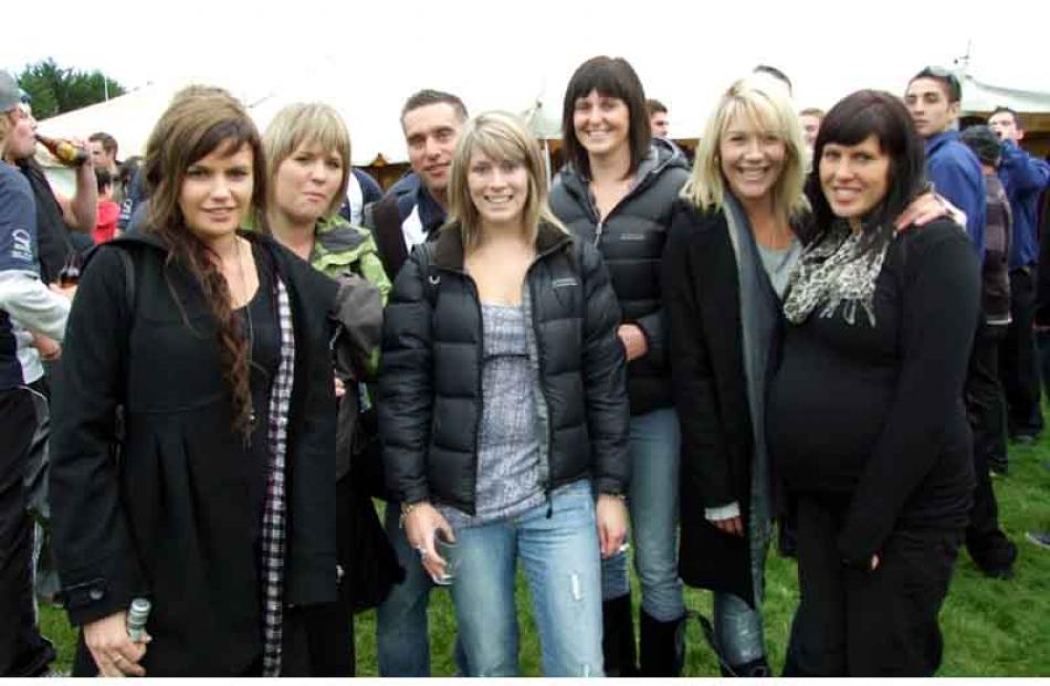 Front row: Amy Barrett, Leigh Hansen, Elyse Kirk, Chanelle Purser, Jess Peterson. Back row: Jared...