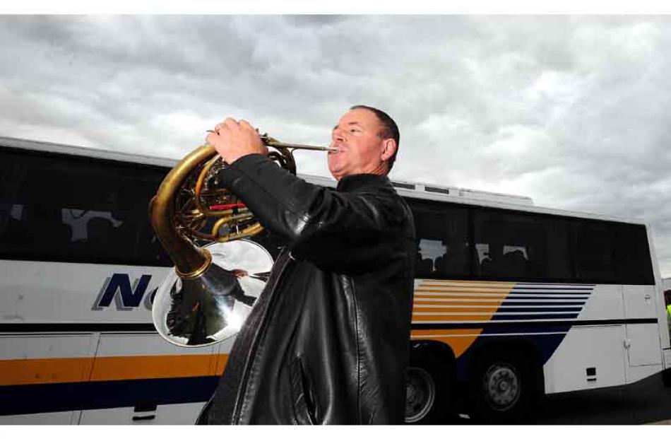 NZSO member Greg Hill during a bomb scare at Dunedin International Airport