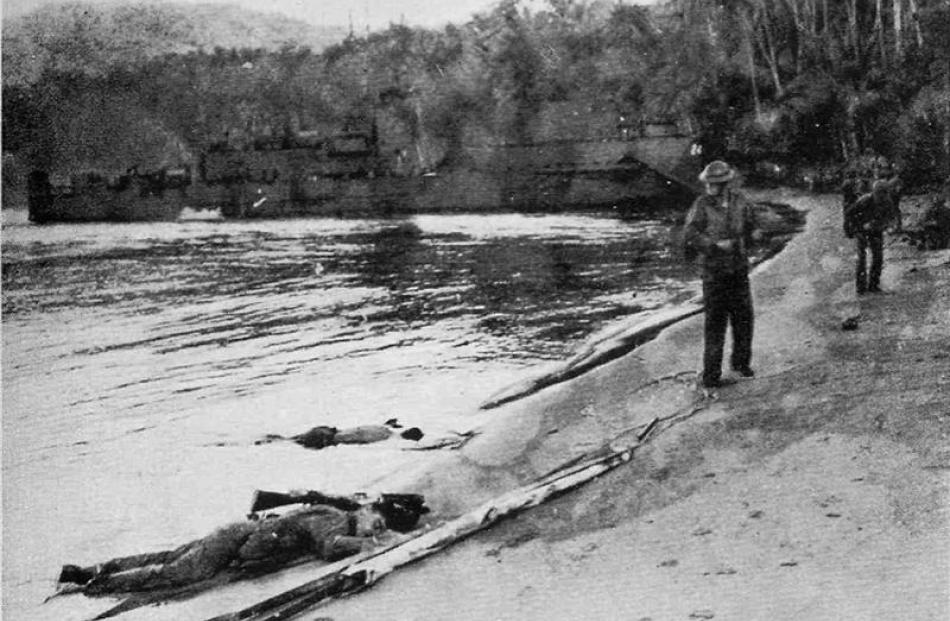 Mopping up at Falamai ... a photo from the book Stepping Stones to the Solomons: The Unofficial...