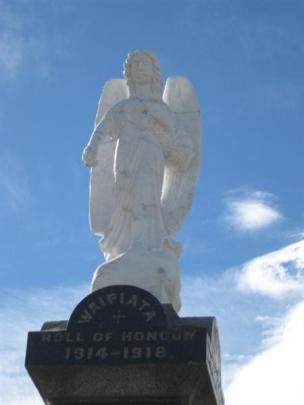 The damaged angel atop Waipiata's war memorial, which has been replaced in time for this year's...