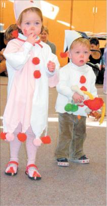 Hey, you jokers: Amelia (4) and Thomas Mitchell (1) are caught up in the show as part of the...