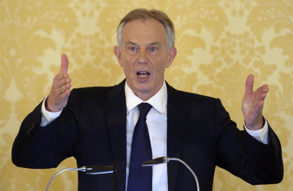 Former British prime minister Tony Blair delivers a speech following publication of the report.