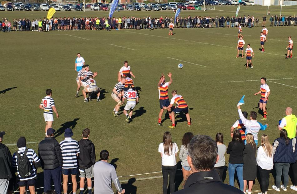 John McGlashan College plays Otago Boys High School s in a top-four playoff match at Bishopscourt...
