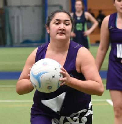 South Pacific player Kelly Nafatali ponders her options in a game at the Edgar Centre last Saturday. 