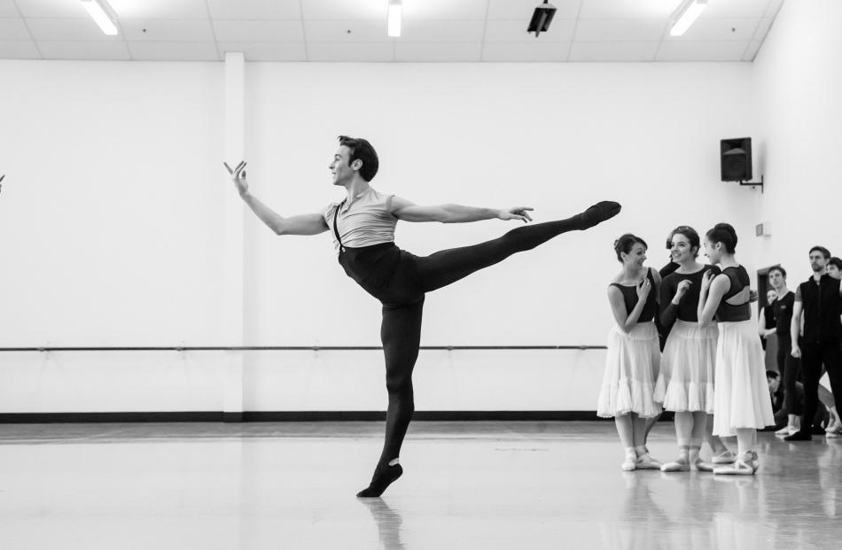 Daniel Gaudiello gets into shape as Count Albrecht in rehearsals.