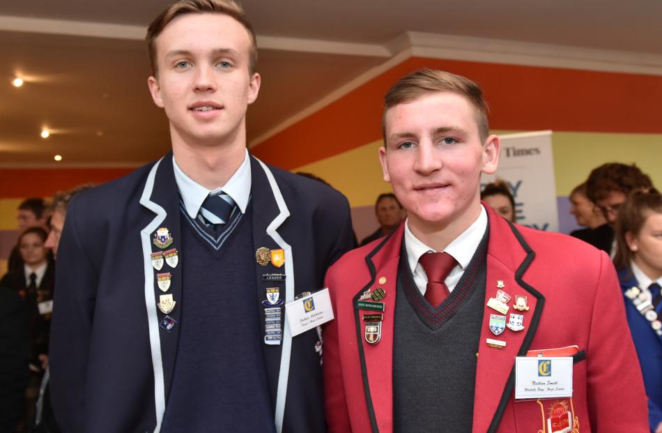 King’s High School pupil Joshua Aitcheson (left) and Waitaki Boys’ High School pupil Nathan Smith.