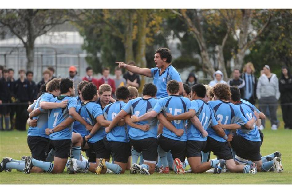 The King's team perform their haka before kick off. Photos by Peter McIntosh.