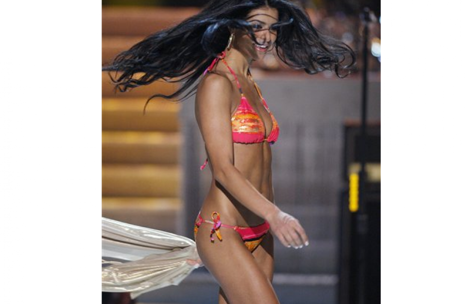 Rima Fakih competes in bathing suit portion of the pageant. (AP Photo/Isaac Brekken)