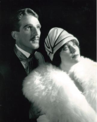 A publicity shot from a 1988 Christchurch operatic production of Mack and Mable with Lynda Milligan as the early silent movie star and David Chambers.