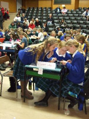 Year 7 and 8 Cromwell College pupils (from left) Monica Hamilton (11), Dawn Marie Williams (11)...