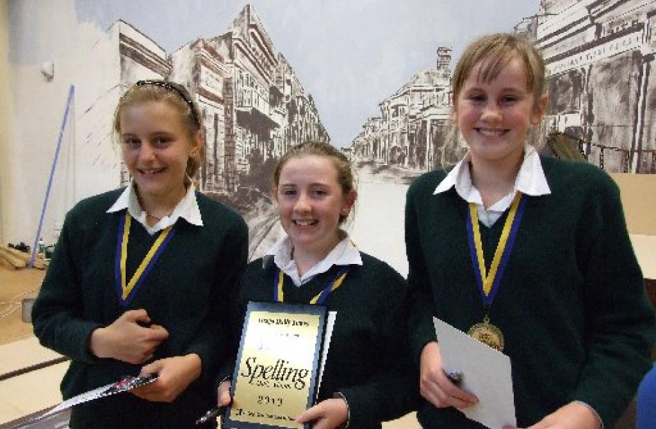 Year 7 and 8 winners (from left) Sophie Duncan (13), Briana Forbes (12), and Romy Wales (12), of...