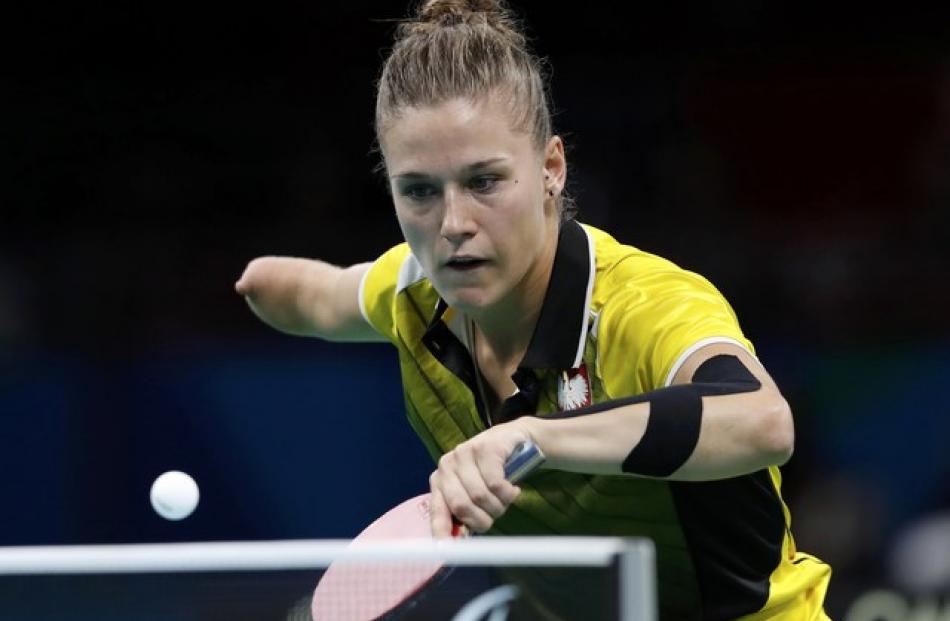 Natalia Partyka of Poland competes in the table tennis Women's Singles Class 10 Gold Medal Match...