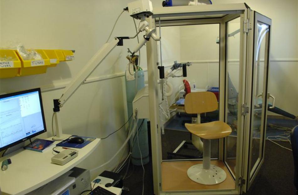 The box used for testing respiratory function in the Dunedin Multidisciplinary Study. Photos by...