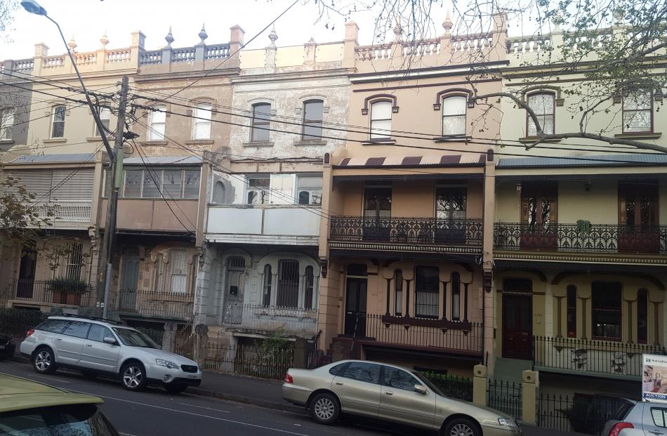 A variety of architectural styles, seen from George St, Sydney.
