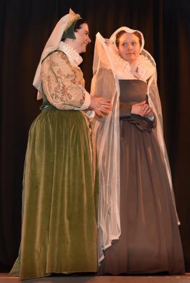 Helen Fearnley, as Mary Stuart, and Emer Lyons in full 16th-century costume.