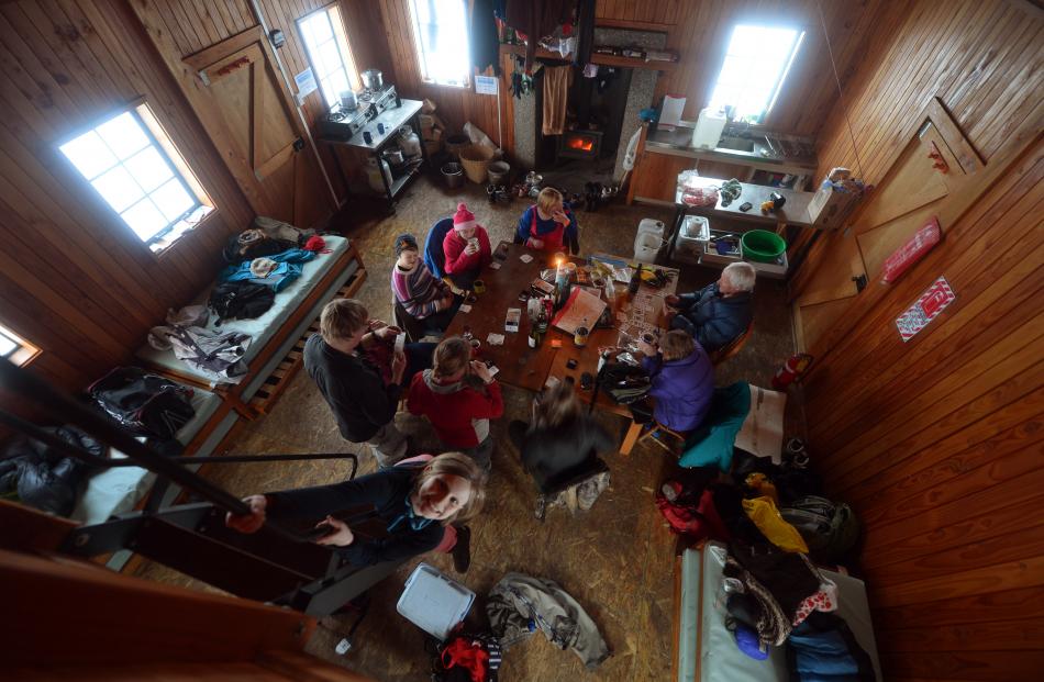 Inside Meadow Hut, during another family's occupancy. PHOTO: STEPHEN JAQUIERY
