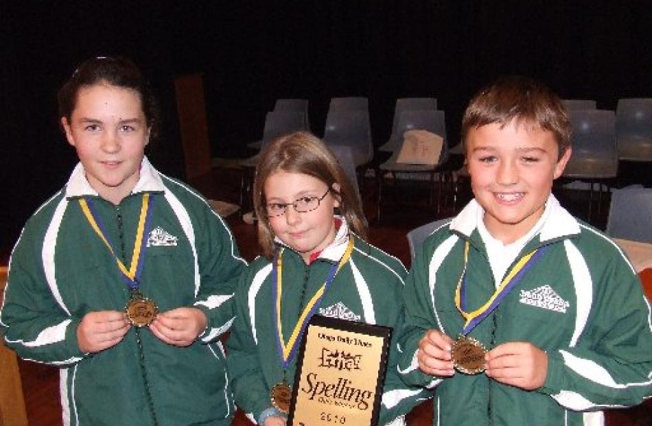 Hinds School team (from left) Hannah Ward, Emily Dodd and Hayden McNulty, (all 10), claimed...