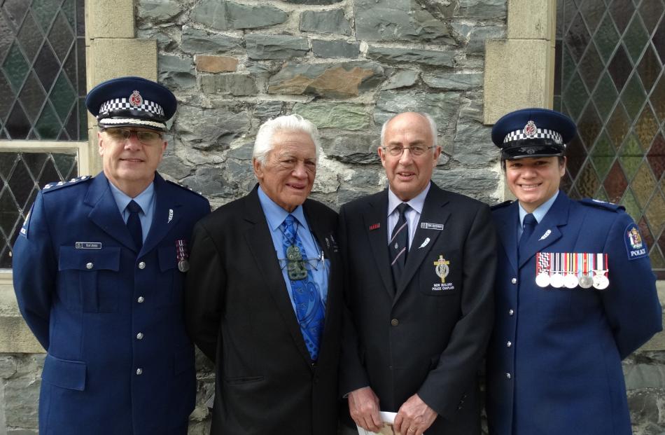 Otago Lakes-Central area commander Inspector Olaf Jensen, kaumatua Taare Bradshaw, police...