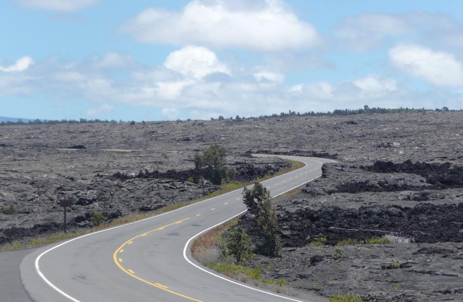 The Chain of Craters Road is lined by lava on either side. 


















