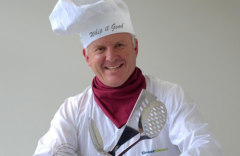 CrestClean managing director Grant McLauchlan dressed in chef attire ahead of the cook-off. Photo...