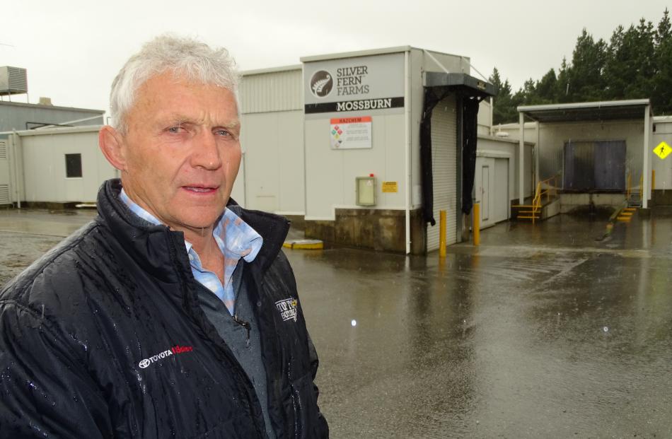 Southland district councillor for Waimea Mararoa ward, John Douglas, stands outside Silver Fern Farms' Mossburn venison plant yesterday soon after the company announced plans for closing it. Photos by Tracey Roxburgh.