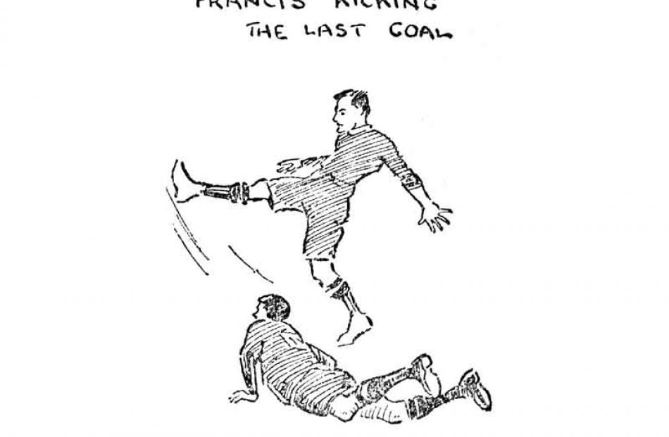 Sketches by an unknown ODT artist that appeared in the paper following the game. Image from ODT...