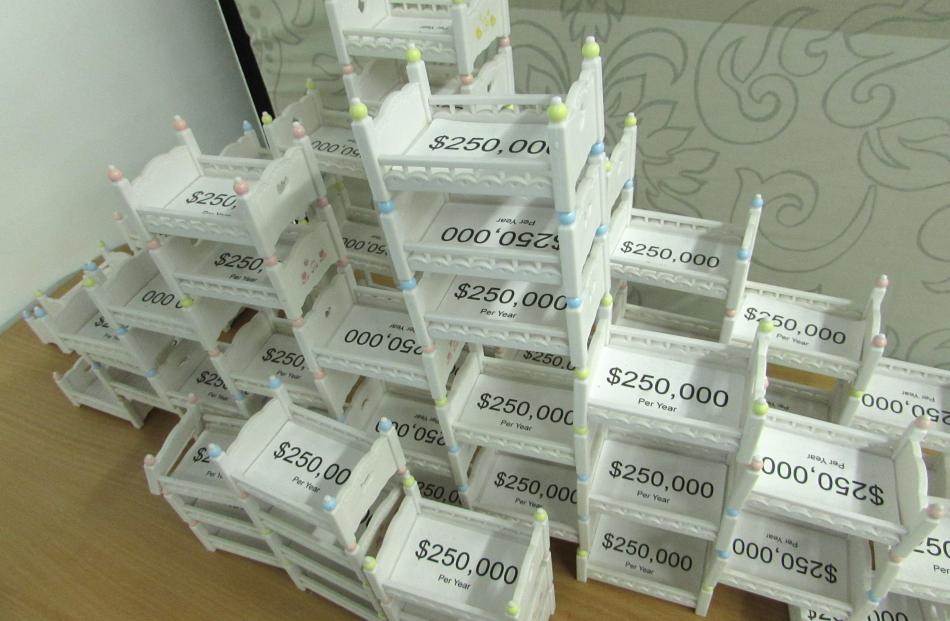 A visual illustration of the cost of hospital beds. Photo: Eileen Goodwin