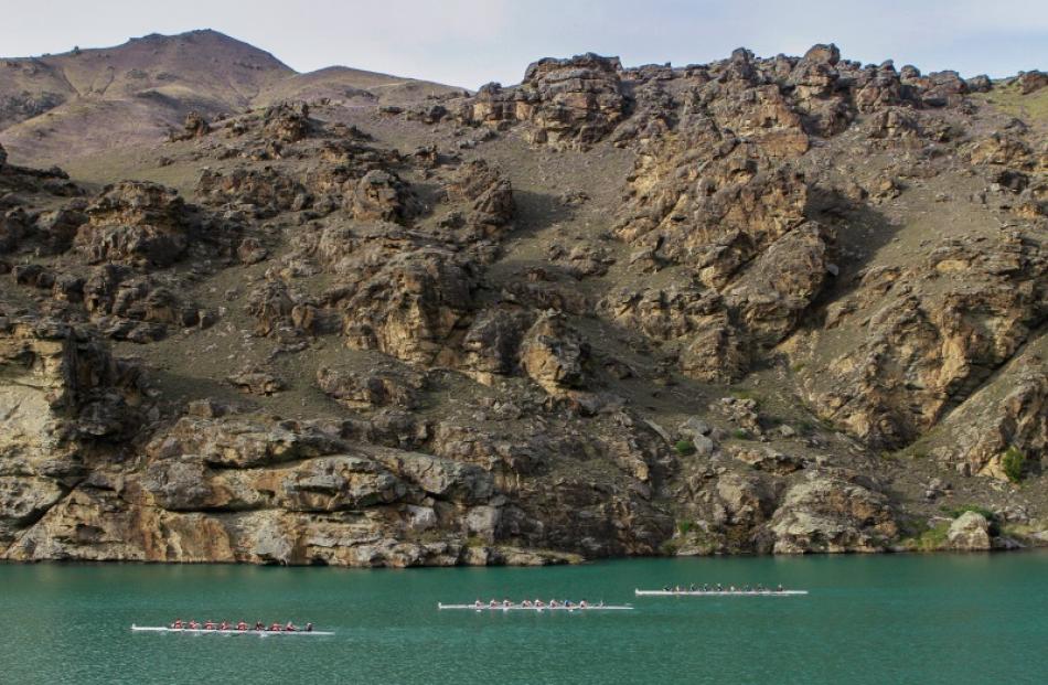 The crews in action at the Cromwell to Clyde Long Distance Rowing Race held at the weekend. Photo...