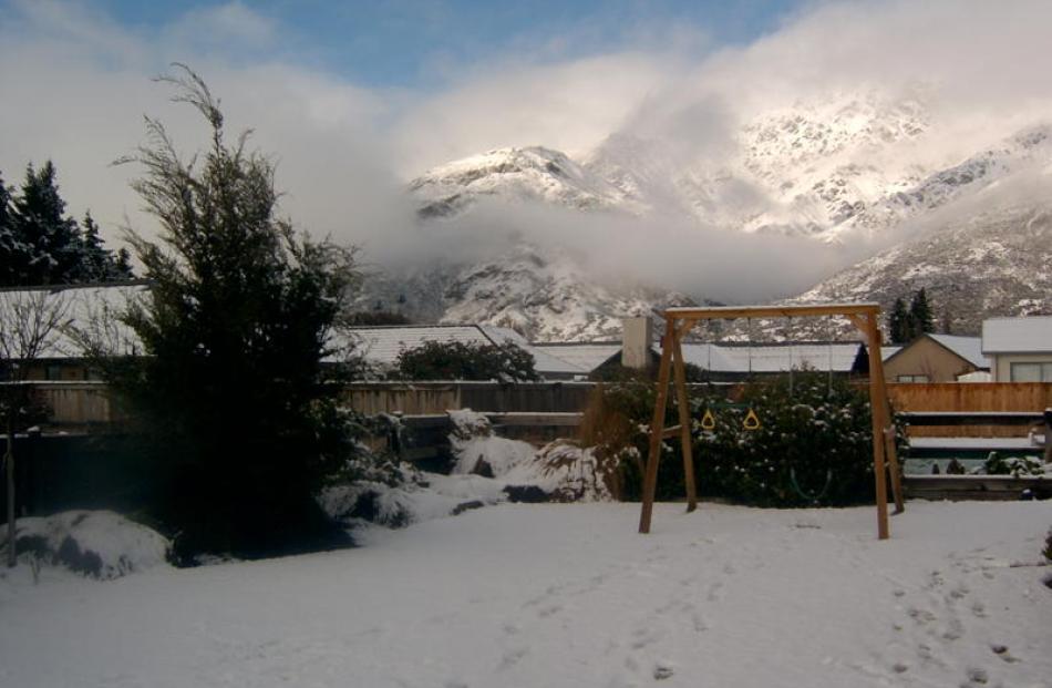 Sara Clark took this photo in her backyard (Lake Hayes Estate, Queenstown) with the Remarkables...