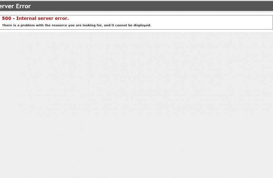 Internal server error page that appears when accessing the Immigration Canada site. Photo: Twitter