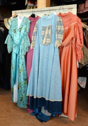 Some of the costumes made by Wright-Smyth to be worn by Stephen Butterworth as Lady Enid.