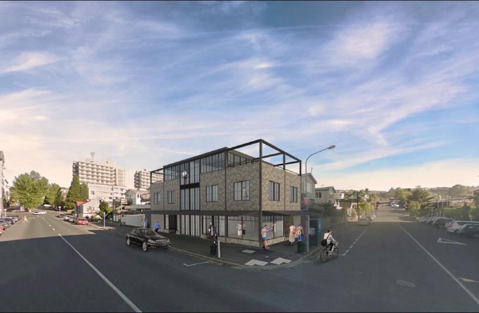 The proposed design on the site of the Campus Wonderful Store on the corner of Union and Forth Sts. Graphic supplied by Gary Todd Architecture.