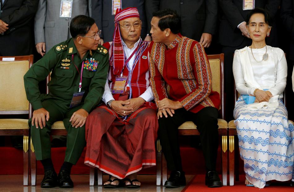 Myanmar military commander in chief Senior General Min Aung Hlaing, Speaker of upper house of...