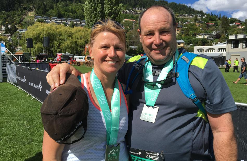 Methven couple Carolyn den Baars and Steve Rutherford were the last to finish the marathon. 