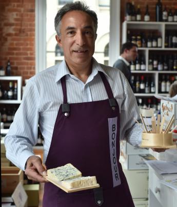 Auckland cheesemonger Gilles Mereau, of La Fromagerie, offers advice on French cheeses at Wine Freedom in Dunedin recently. Photos by Gregor Richardson.