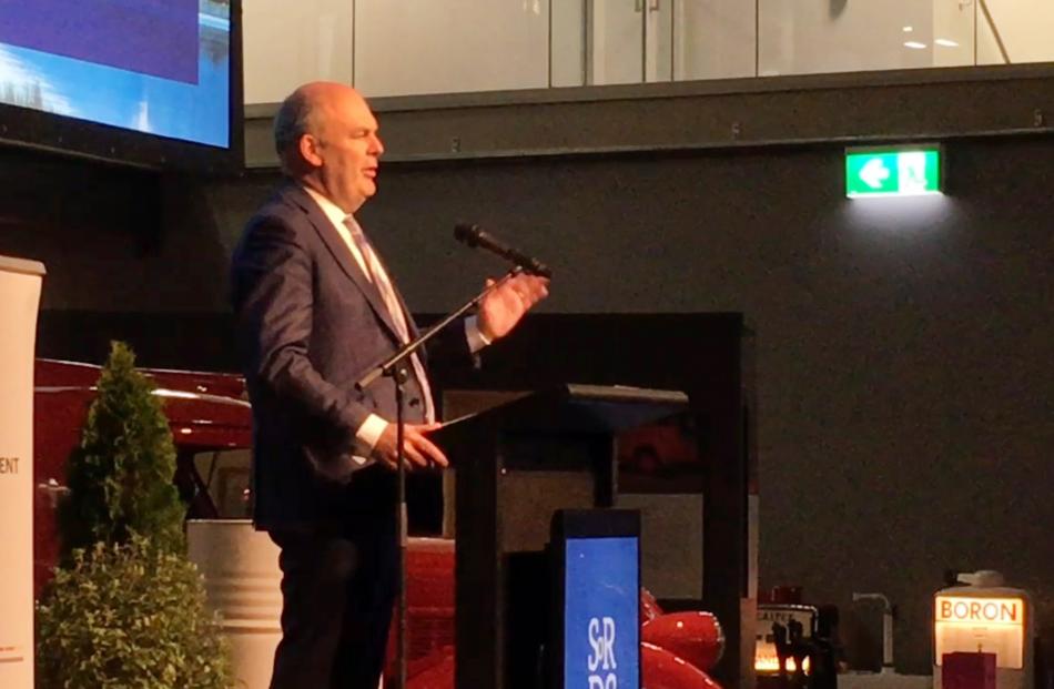 Economic Development Minister Steven Joyce announces government support of $2.4million for the Southland economy to about 500 people in Invercargill yesterday. Photos by Ruby Spink.