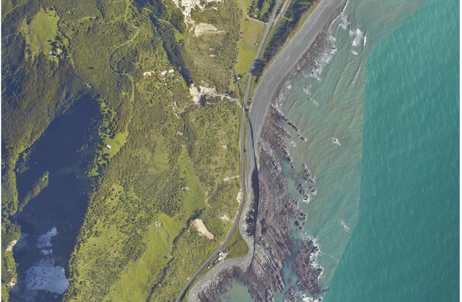 Waipapa Bay, north of Kaikoura after the the November 14 earthquake and aftershocks where land...