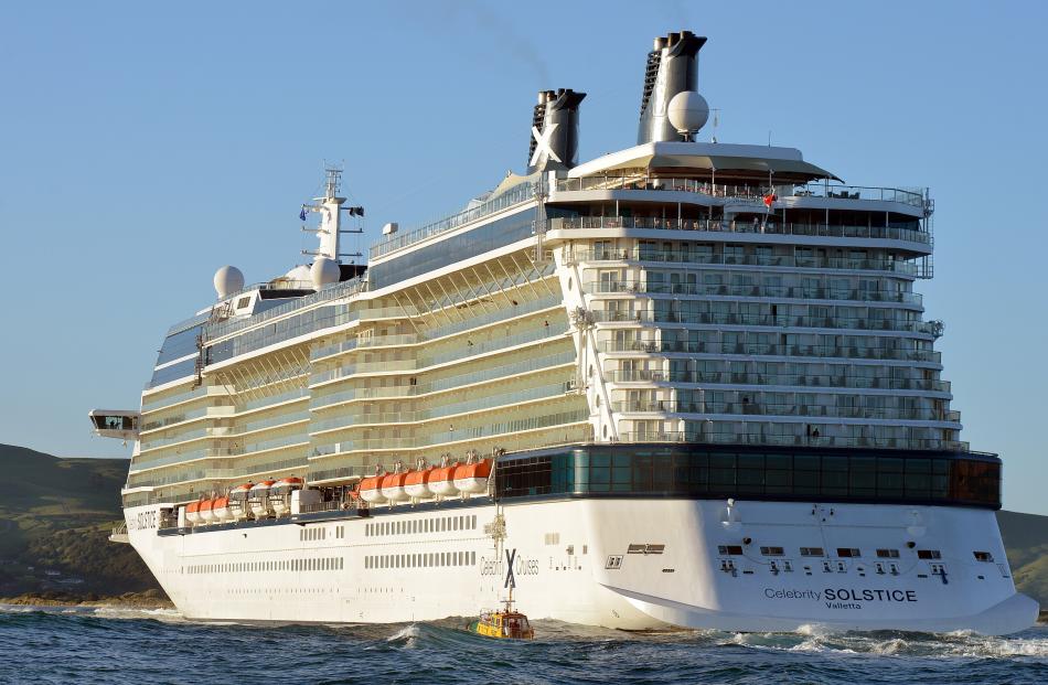 The Celebrity Solstice in Otago Harbour. PHOTO: STEPHEN JAQUIERY