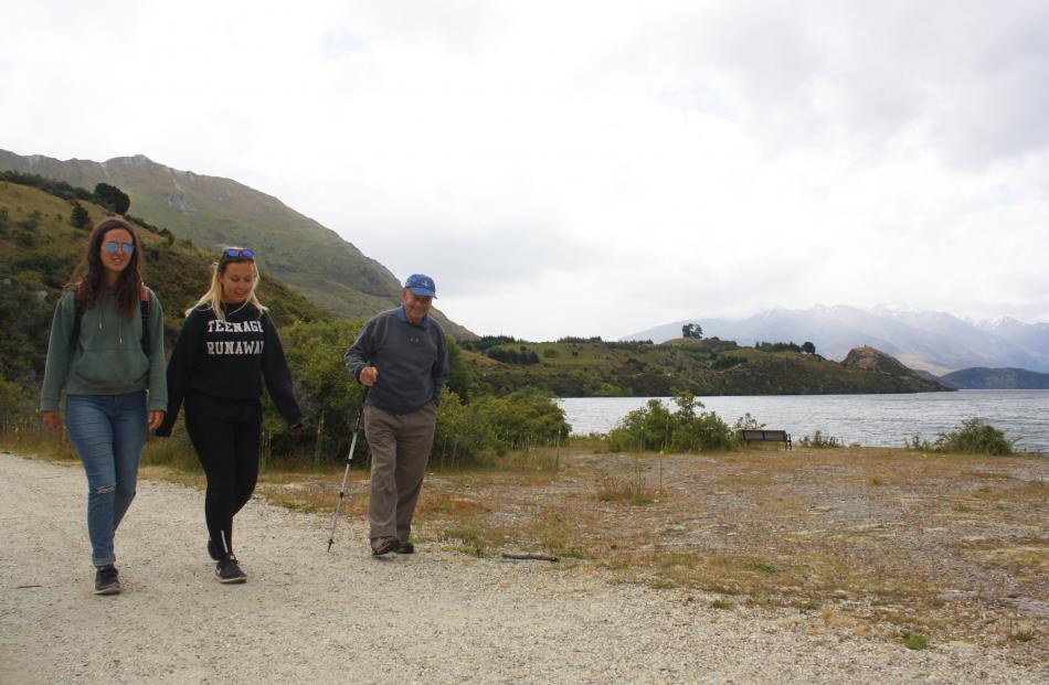 Taking in the views of Lake Wanaka from the Glendhu Bay Track are (from left) Tessa Langeder  and...